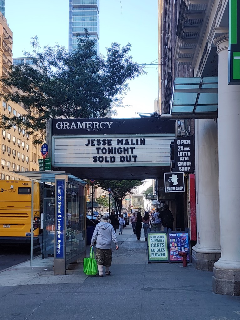 Grammercy Theater sign in New York stating "Jesse Malin Tonight Sold out"